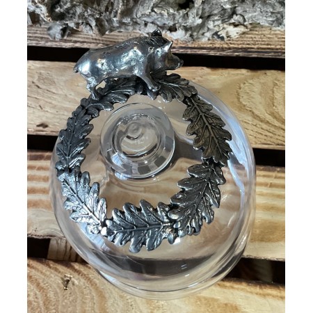 Cloche verre étain sanglier 2