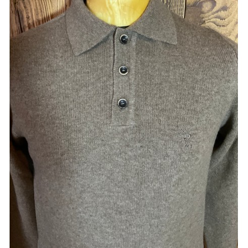 Pull de chasse col polo taupe LG00192