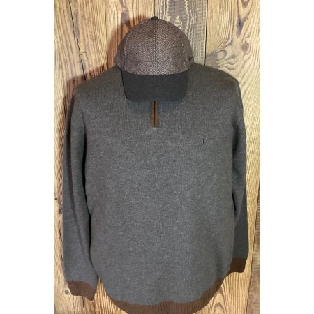 Pull col zippé marron Lg00197 2