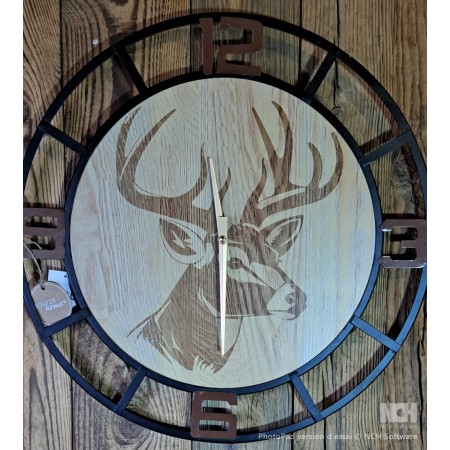 Grande horloge cerf + métal 2