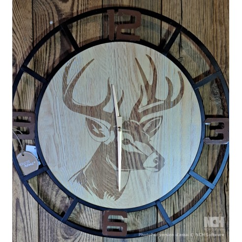 Grande horloge cerf + métal