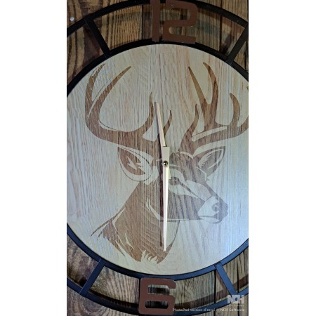 Grande horloge cerf + métal