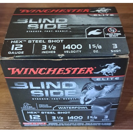 CARTOUCHES WINCHESTER BLIND SIDE ACIER CALIBRE 12/89 PLOMBS 3