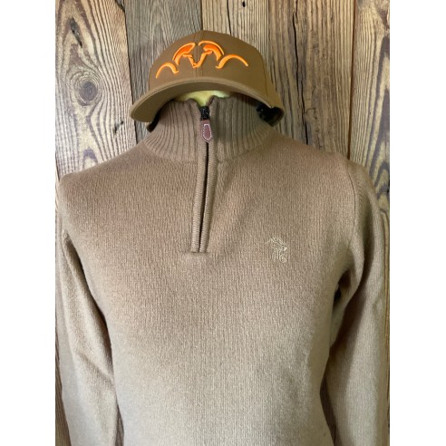 Pull zip beige laine Lovergreen