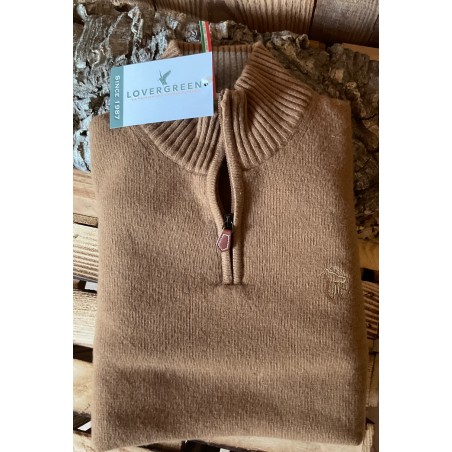 Pull zip beige laine Lovergreen